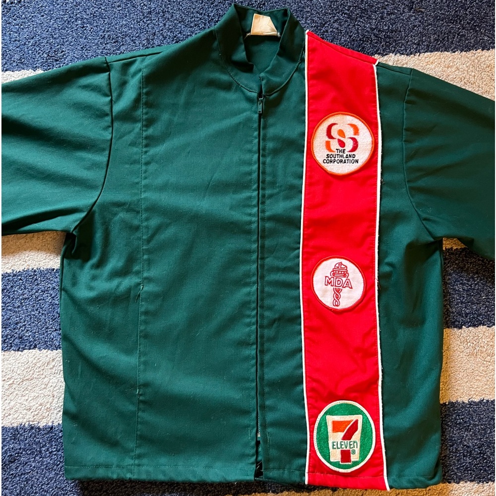 RARE Vintage 70s 80s 7 Eleven 11 Store Employee Crew Uniform Jacket Green